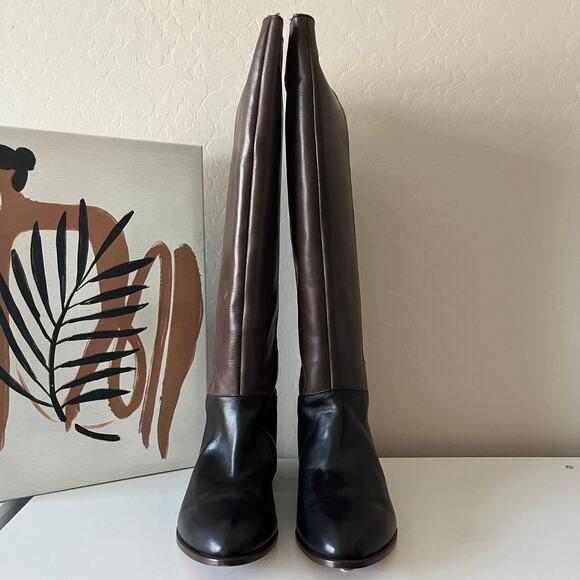 Tuckernuck Black Brown Sloane Patchwork Block Heel Knee High Boots Size 9.5‎ - Picture 3 of 8